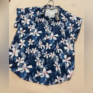 Zeagoo flower shirt, buttons down the front, sz M
